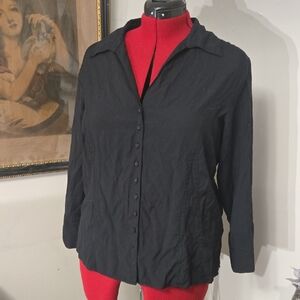 Vintage Apàrenza Gorgeous Black Button up Long Sleeve Top Size XL
